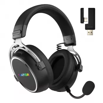 HATOR Hypergang 3 langattomat kuulokkeet pääpanta pelikäyttöön USB Type-C / USB Type-A Bluetooth musta
