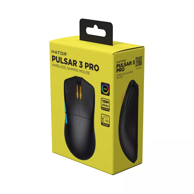 HATOR Pulsar 3 PRO Wireless hiiri pelikäyttöön oikeakätinen RF Wireless + Bluetooth + USB Type-A optinen 30000 DPI