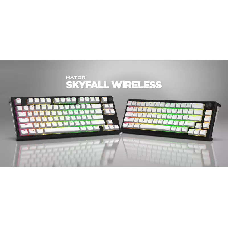 HATOR Skyfall Wireless 80 näppäimistö pelikäyttöön USB + RF Wireless + Bluetooth QWERTY US English musta, valkoinen