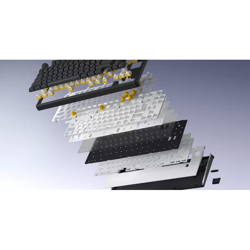 HATOR Skyfall Pro Wireless 80 näppäimistö pelikäyttöön USB + RF Wireless + Bluetooth QWERTY US English musta, harmaa