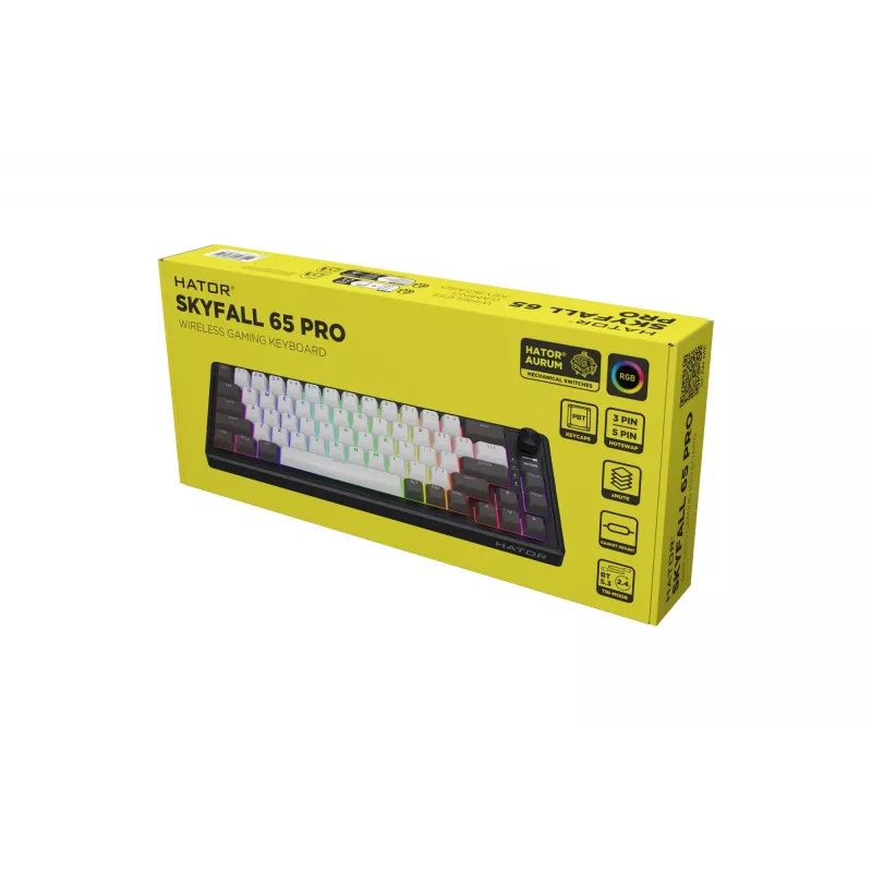 HATOR Skyfall Pro Wireless 65 pelinäppäimistö USB + RF langaton + Bluetooth QWERTY US English musta, harmaa
