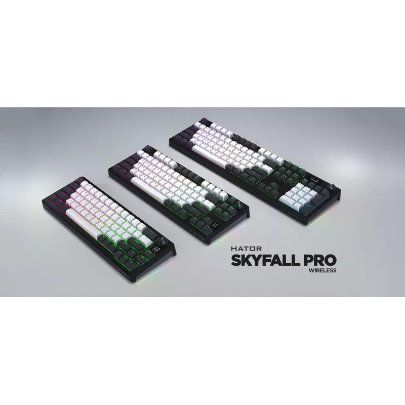 HATOR Skyfall Pro Wireless 65 pelinäppäimistö USB + RF langaton + Bluetooth QWERTY US English musta, harmaa