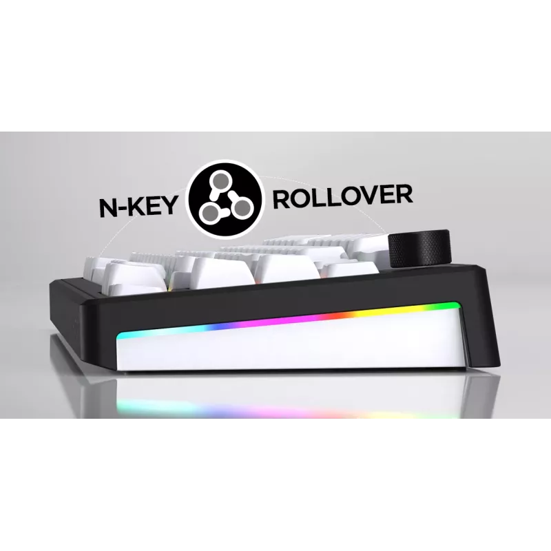 HATOR Skyfall Wireless 100 pelinäppäimistö USB + RF langaton + Bluetooth QWERTY US English musta, valkoinen