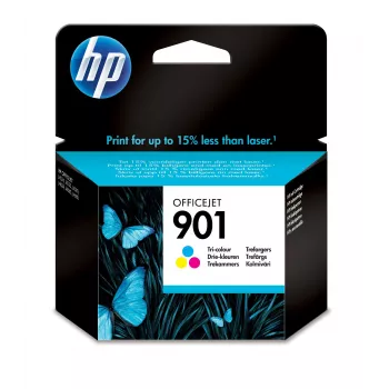 HP 901 tri-color alkuperäinen mustekasetti, vakiokapasiteetti, syaani, magenta, keltainen, väriainepohjainen muste, 9 ml, 1 kpl, 360 sivua