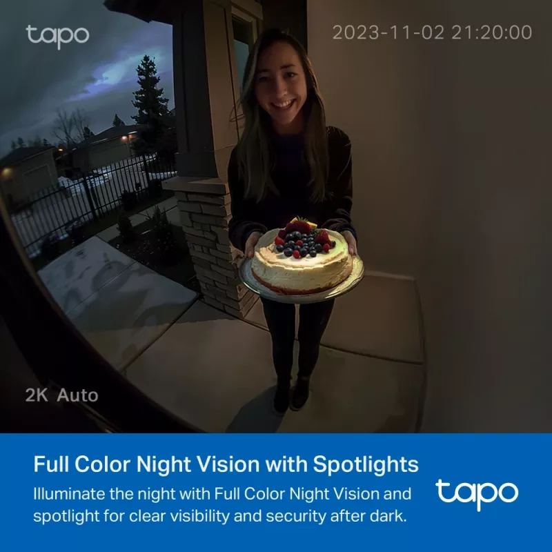 Videopuhelin-ovipuhelin TP-Link Tapo D210 3 MP musta valkoinen