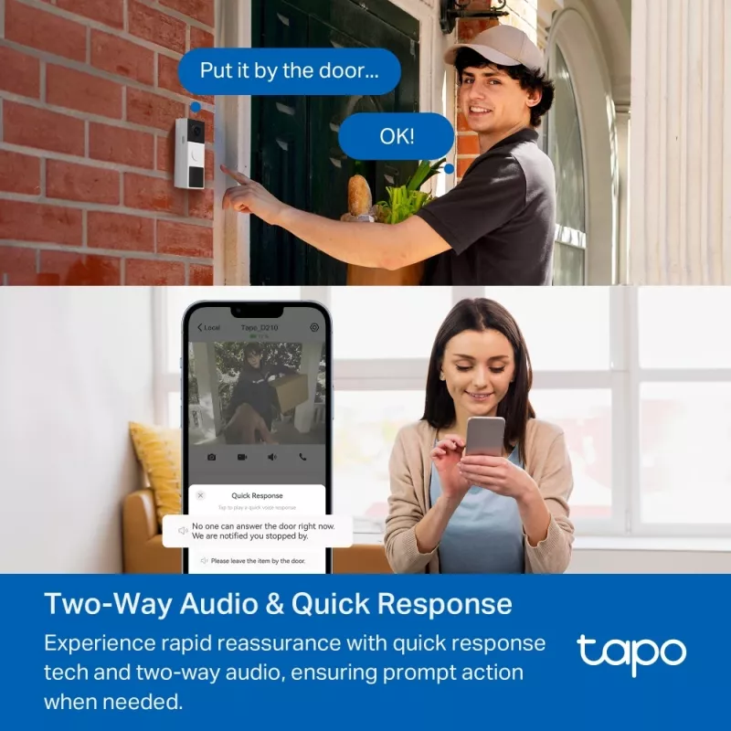 Videopuhelin-ovipuhelin TP-Link Tapo D210 3 MP musta valkoinen