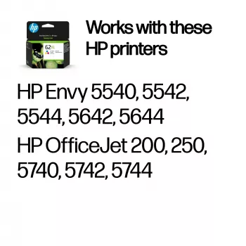 HP 62XL High Yield tri-color alkuperäinen mustepatruuna, cyan, magenta, keltainen, 1 kpl, 415 sivua