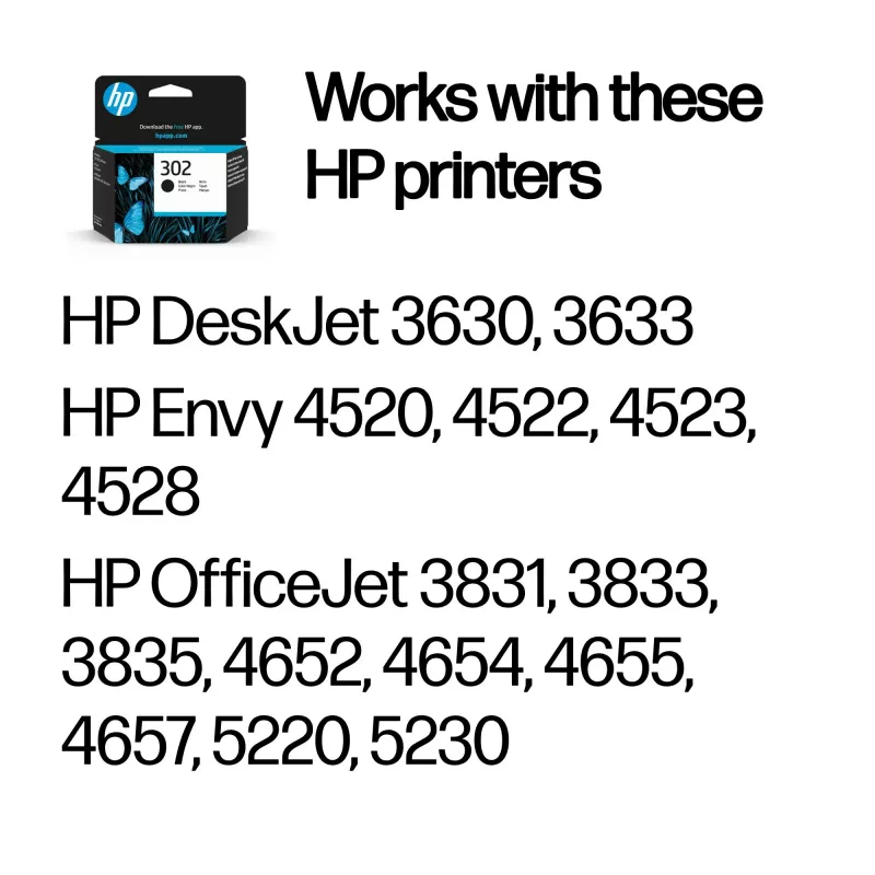 HP 302 musta alkuperäinen mustepatruuna, musta, 1 kpl, 170 sivua