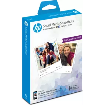 HP Social Media Snapshots uudelleenliimattava valokuvapaperi – 25 arkkia/10 x 13 cm, valkoinen, silkkipinta
