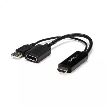 StarTech.com HDMI-DisplayPort-sovitin - 4K 30Hz, 3840 x 2160 pikseliä, 1080p, 720p, 120 Hz, musta, MegaChips - STDP2600, aktiivinen videomuunnin