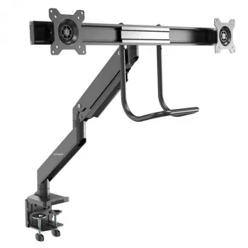 StarTech.com pöytäteline kahdelle näytölle – ergonominen kaksoisnäytön VESA-teline 32 tuuman näytöille (8 kg) – poikkipalkkikahva synkronoituun täysliikkeeseen – korkeussäädettävä – C-puristin/läpivienti