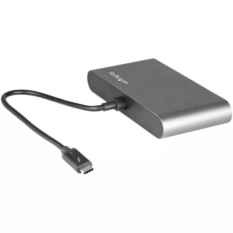 StarTech.com Dual-Monitor Thunderbolt Mini Dock, 4K 60Hz DisplayPort, ajuriton keskitin Windowsille & Macille, Gigabit Ethernet, 1x USB-A (USB 5Gbps), 11in (28cm) kaapeli