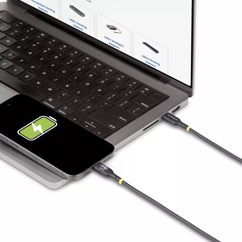 StarTech.com 3m USB-C-latauskaapeli, USB-IF-sertifioitu USB-C-kaapeli, 240W PD EPR, USB 2.0 Type-C kannettavan latauskaapeli, USB-C-tiedonsiirtokaapeli, TPE-päällyste, M/M