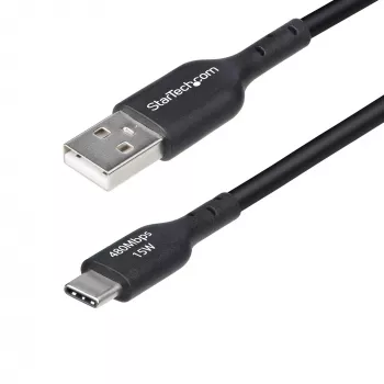 StarTech.com 3m USB-A - USB-C-latauskaapeli, lataus & synkronointi, 3A, USB 2.0, TPE-päällyste – musta USB-latauskaapeli