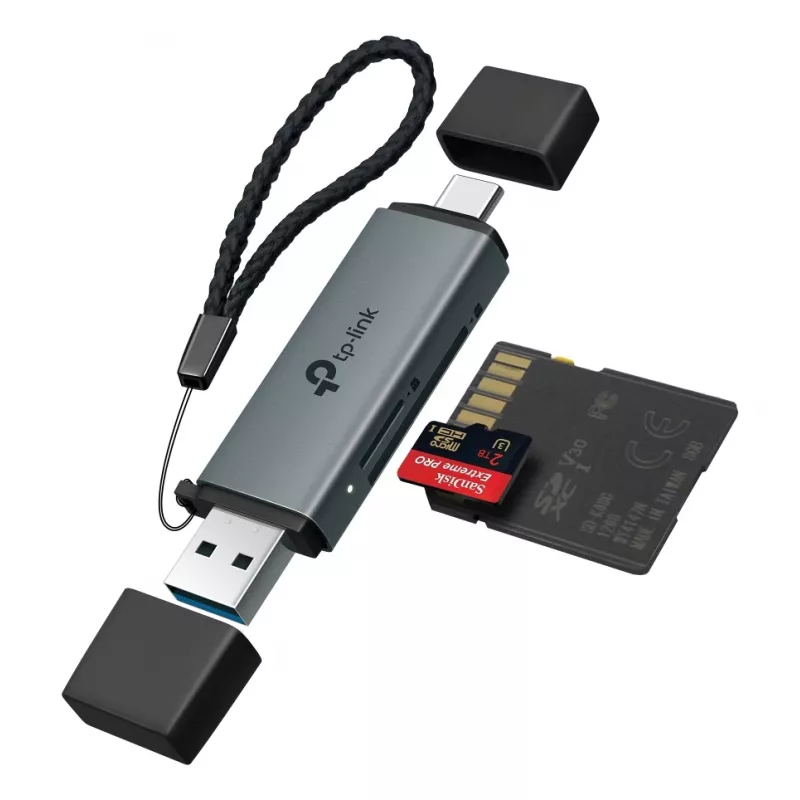 Kortinlukija TP‑LINK UA430D USB 3.1 — MicroSD/SD-tuki, 200 Mbit/s, musta, 75×22,9×9,3 mm
