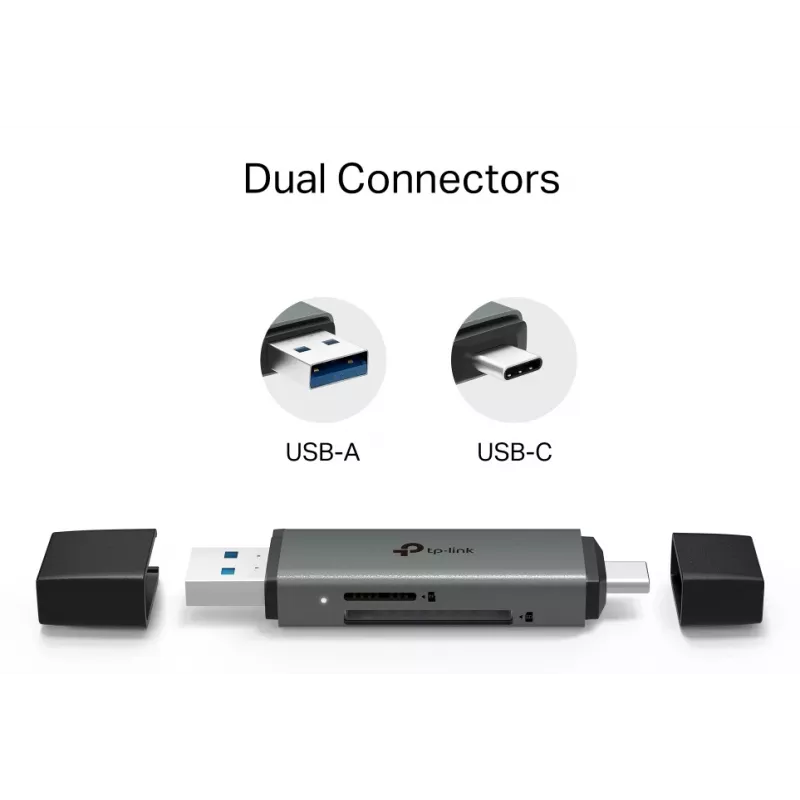 Kortinlukija TP‑LINK UA430D USB 3.1 — MicroSD/SD-tuki, 200 Mbit/s, musta, 75×22,9×9,3 mm