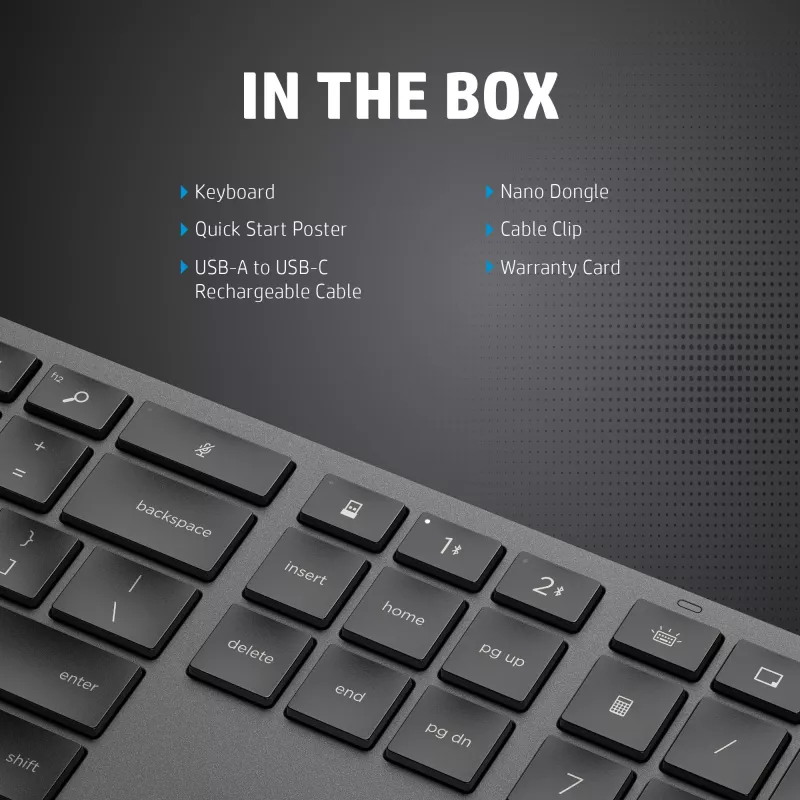 HP 975 Dual-Mode Wireless näppäimistö täysikokoinen langaton RF Bluetooth musta