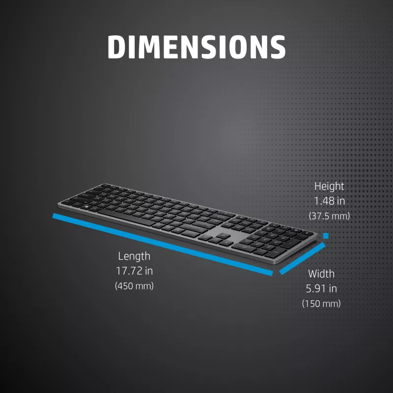 HP 975 Dual-Mode Wireless näppäimistö täysikokoinen langaton RF Bluetooth musta