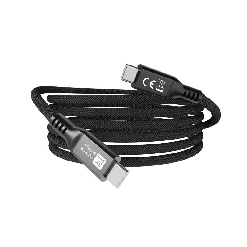 USB4 Gen4x2 C–C-kaapeli EQUIP 2 m, 80 Gbit/s, PD 240 W, 8K@60Hz, musta