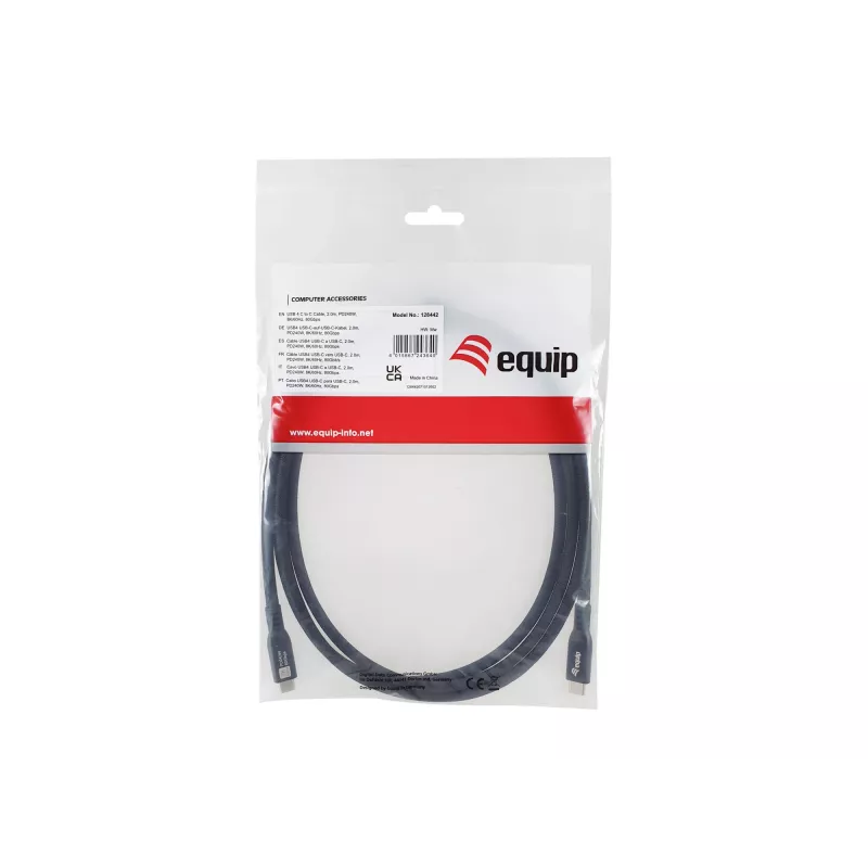 USB4 Gen4x2 C–C-kaapeli EQUIP 2 m, 80 Gbit/s, PD 240 W, 8K@60Hz, musta