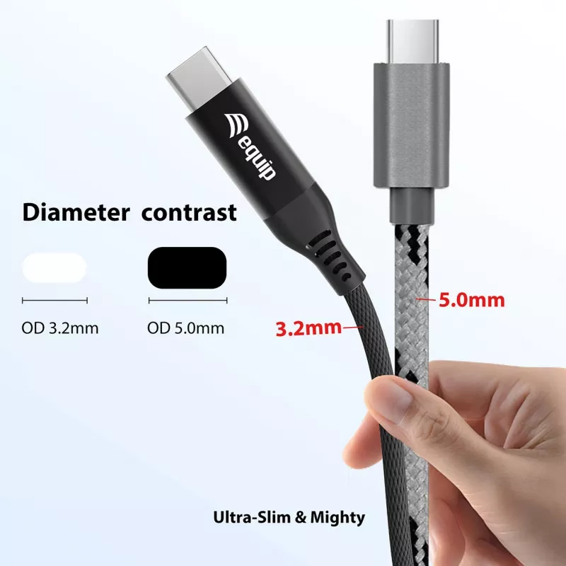 Equip USB 4 ultrahohut C–C-kaapeli, 1,2 m, PD240W, 4K/60Hz, 40 Gbps, musta