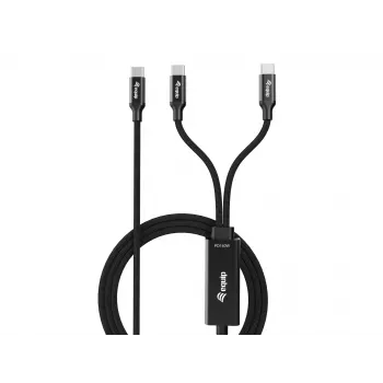 USB-C–2x USB-C Y-latauskaapeli EQUIP 1,5 m PD 140 W, USB 2.0, musta