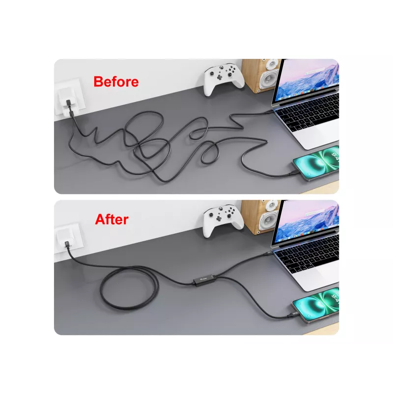 USB-C–2x USB-C Y-latauskaapeli EQUIP 1,5 m PD 140 W, USB 2.0, musta