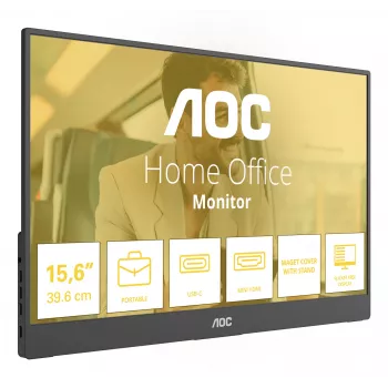 AOC 16T20E2 kannettava TV/näyttö kannettava näyttö musta 39,6 cm (15,6 tuumaa) LED 1920 x 1080 pikseliä