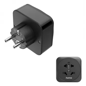 Hama 00223460 verkkopistoke-adapteri Type E/F hybridi yleismalli musta