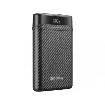 Sandberg Survivor Nano Powerbank 10000, 10000 mAh, litiumioni (Li-Ion), 3,7 V, 20 W, musta