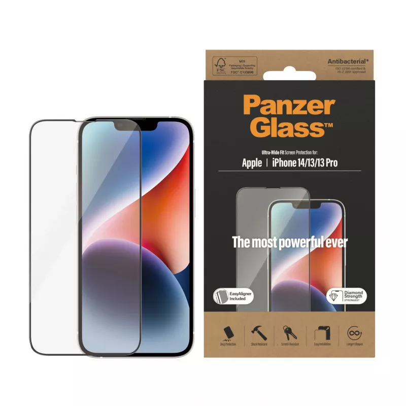 PanzerGlass® näytönsuojus iPhone 14 | 13 | 13 Pro | Ultra-Wide Fit EasyAligner-telineellä