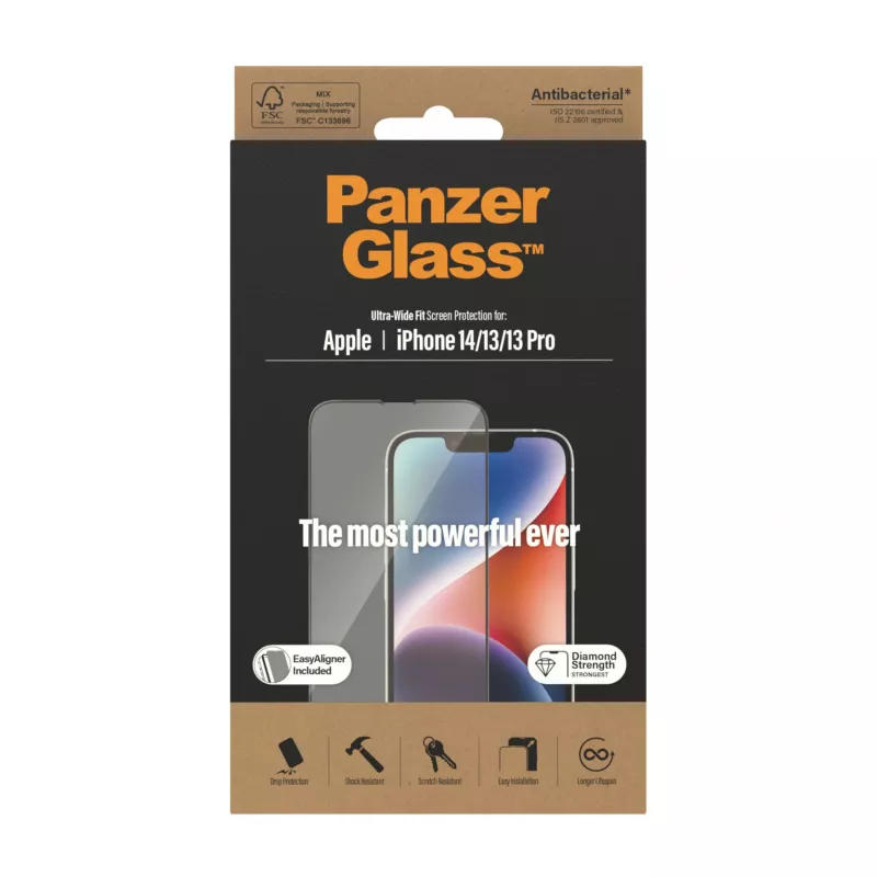 PanzerGlass® näytönsuojus iPhone 14 | 13 | 13 Pro | Ultra-Wide Fit EasyAligner-telineellä