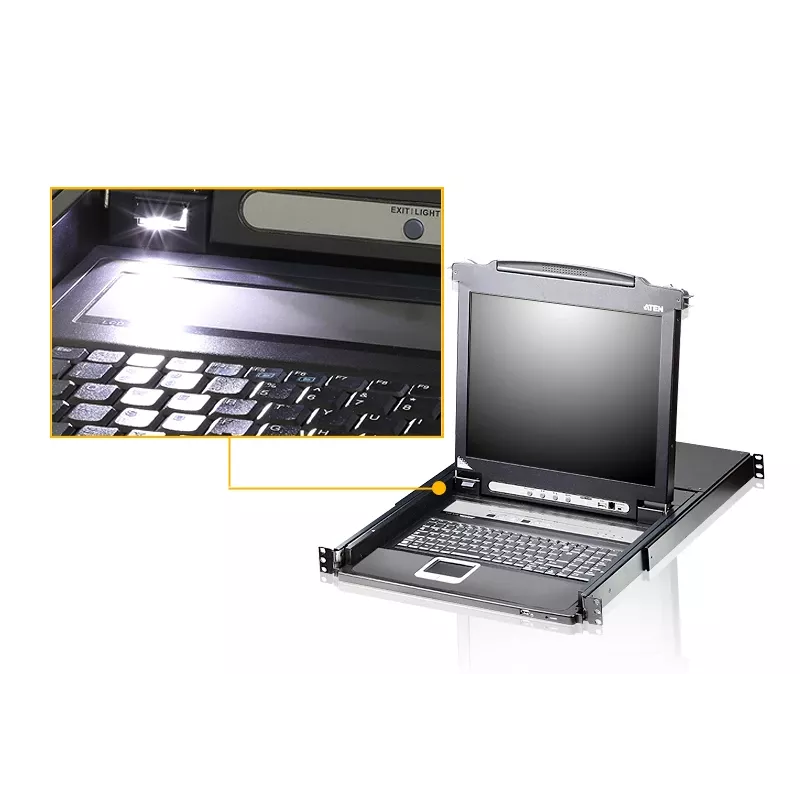 KVM-kytkin ATEN CL5708M räkkiasennus musta 1HE 17 tuuman LCD