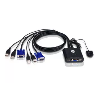 ATEN 2-porttinen USB VGA KVM -kytkin, 2048 x 1536 pikseliä, QXGA, 0,14 W, musta
