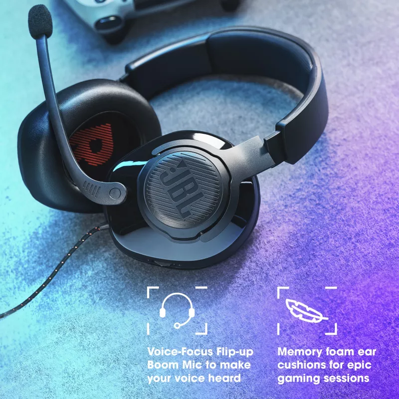 JBL Quantum 200 MUSTA, langallinen, 20 - 20000 Hz, gaming, 248 g, kuulokkeet, musta