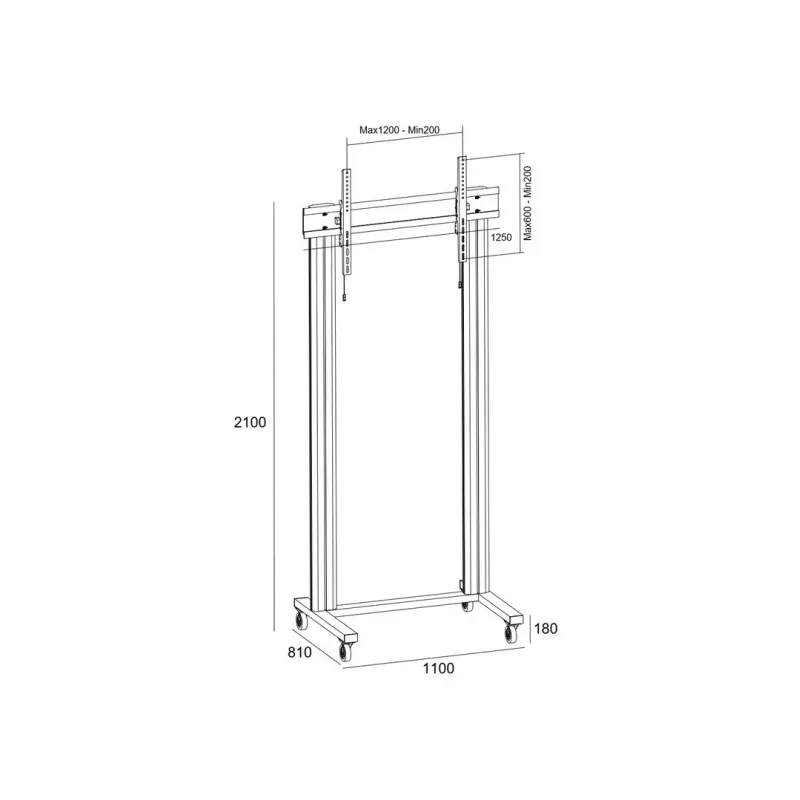 Multibrackets M Public Display Stand 210 Dual Pillar Wheelbase musta