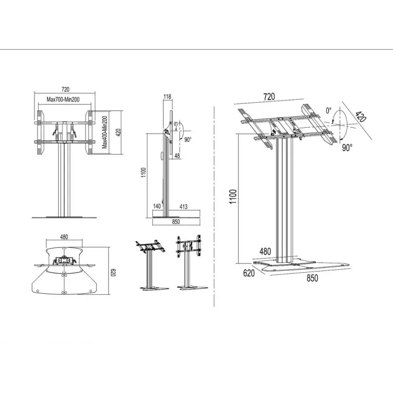 Multibrackets M Public Display Stand 110 HD Floorbase Single musta