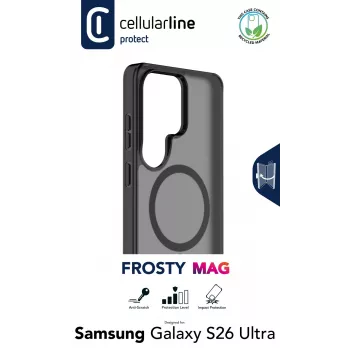 Cellularline FROSTY MAG - Galaxy S26 Ultra puoliläpinäkyvä kotelo mattapintaisella viimeistelyllä ja värillisillä reunoilla, yhteensopiva Qi2-ekosysteemin ja magneettisten lisävarusteiden kanssa Samsungille.