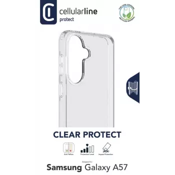 Cellularline Clear Protect - Galaxy A57 kova kotelo kumireunoilla