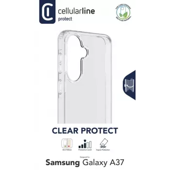 Cellularline Clear Protect – Galaxy A37 kova kotelo kumireunoilla