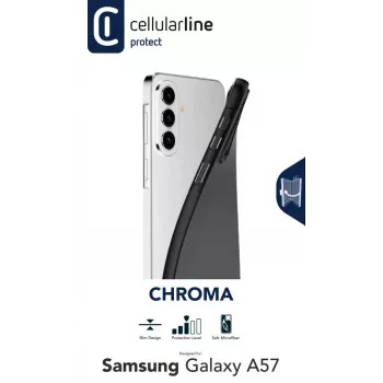 Cellularline CHROMA – Galaxy A57 värillinen TPU-kotelo mattapintaisella, pitävällä viimeistelyllä ja naarmuuntumattomalla mikrokuitusisävuorilla. Suojaa reunat ja painikkeet muuttamatta puhelimen muotoilua.