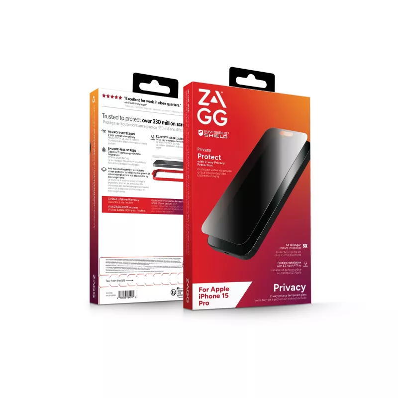 ZAGG InvisibleShield Glass Elite Privacy AM E Apple iPhone 15 Pro näyttö EN/FR