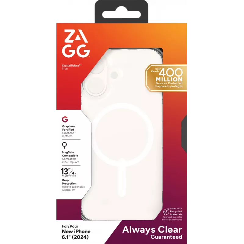 ZAGG Cases Crystal Palace Snap Apple iPhone 16 läpinäkyvä, kotelo, Apple, iPhone 16, 15,5 cm (6,1