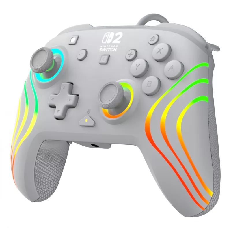 Johdollinen RGB-peliohjain Turtle Beach Afterglow Wave harmaa – USB-C, 3 m kaapeli, Nintendo Switch / Switch 2 / Switch OLED:lle