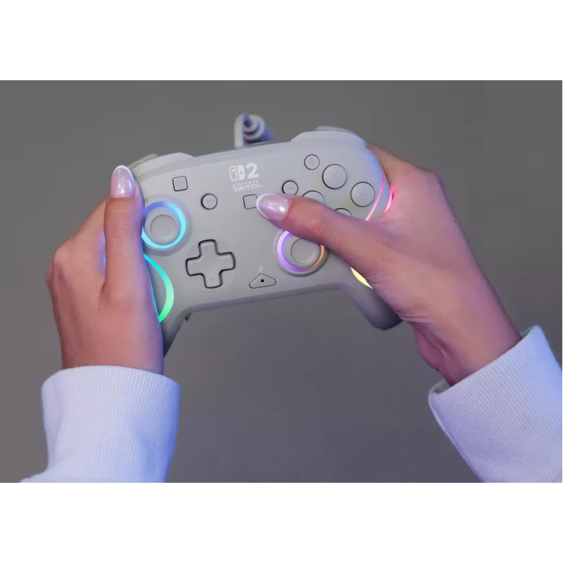 Johdollinen RGB-peliohjain Turtle Beach Afterglow Wave harmaa – USB-C, 3 m kaapeli, Nintendo Switch / Switch 2 / Switch OLED:lle