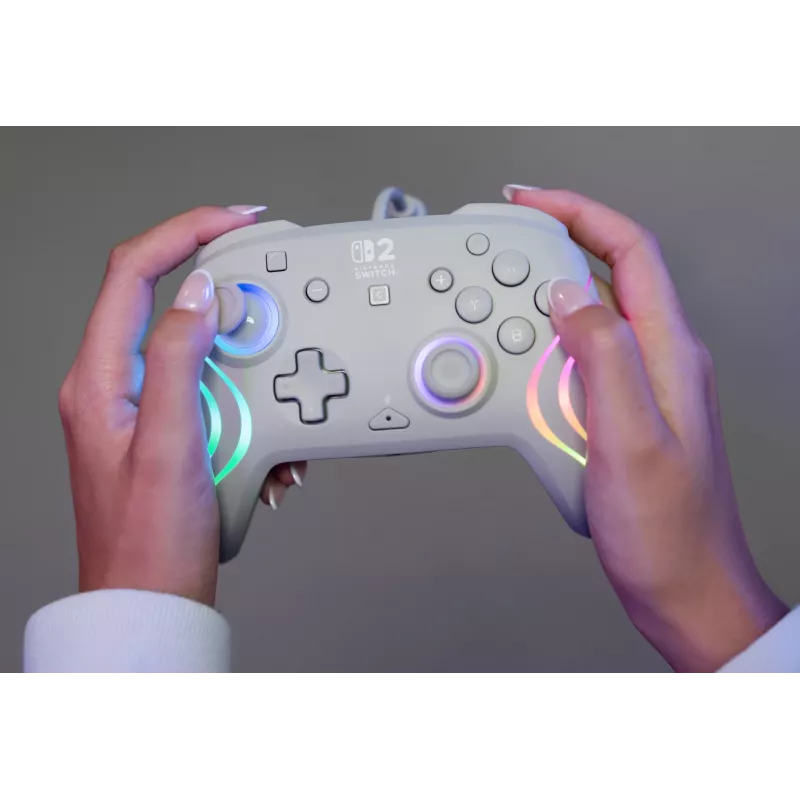 Johdollinen RGB-peliohjain Turtle Beach Afterglow Wave harmaa – USB-C, 3 m kaapeli, Nintendo Switch / Switch 2 / Switch OLED:lle