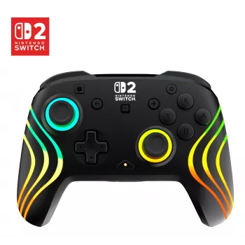 Langaton RGB-peliohjain Turtle Beach Afterglow Wave musta Nintendo Switch 2:lle — Bluetooth/USB-C, sisäänrakennettu akku 20 h, 3 m kaapeli