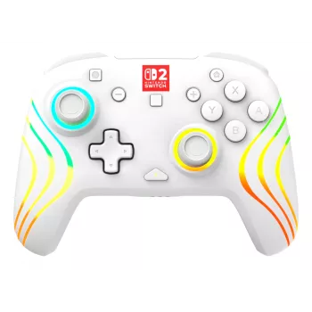 Langaton RGB-peliohjain Turtle Beach Afterglow Wave valkoinen Nintendo Switch 2:lle, Bluetooth/USB-C, sisäänrakennettu akku 20 h, 3 m kaapeli