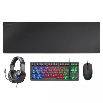 Mars Gaming 4-in-1-peliyhdistelmä MCP-RGB3, johdollinen, USB, kalvo, RGB LED, musta, hiiri mukana