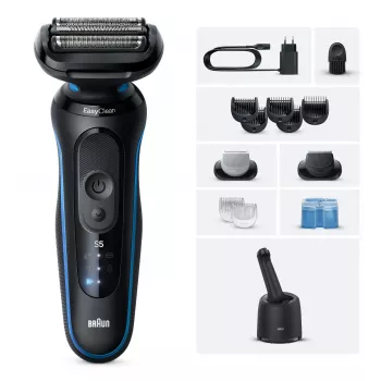 Kalvosarranajokone Braun Series 5 52-B7650cc — akkukäyttöinen, 50 min käyttöaika, musta/sininen